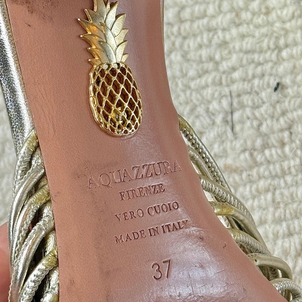 AQUAZZURA Club 50 Leather Sandals - EU 37 - Picture 12 of 14